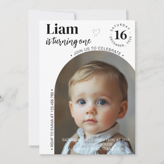 Minimaal moderne kinderen verjaardag foto uitnodig kaart (Voorkant)