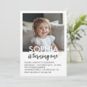 Minimaal moderne kinderen verjaardag foto uitnodig kaart (Staand voorkant)