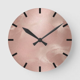 Minimaal Molten Skinny Roos Gold Marble Black Urba Ronde Klok