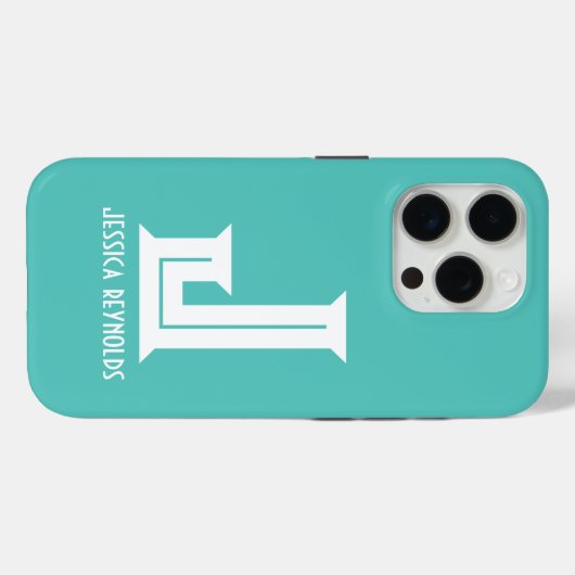 Minimaal monogram Aqua Case-Mate iPhone Case (Achterkant (horizontaal))