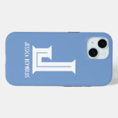 Minimaal monogram blauw Case-Mate iPhone case (Achterkant (horizontaal))