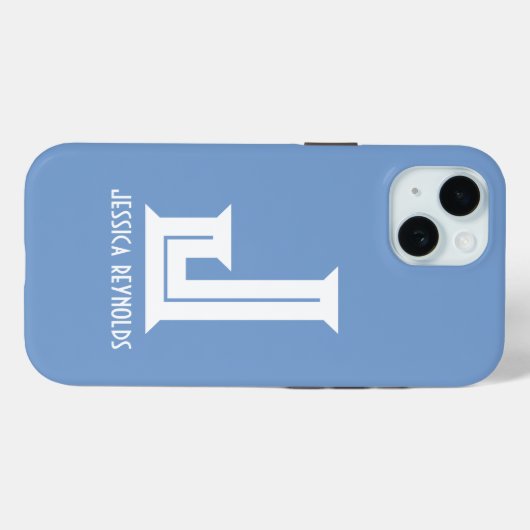 Minimaal monogram blauw Case-Mate iPhone case (Achterkant (horizontaal))
