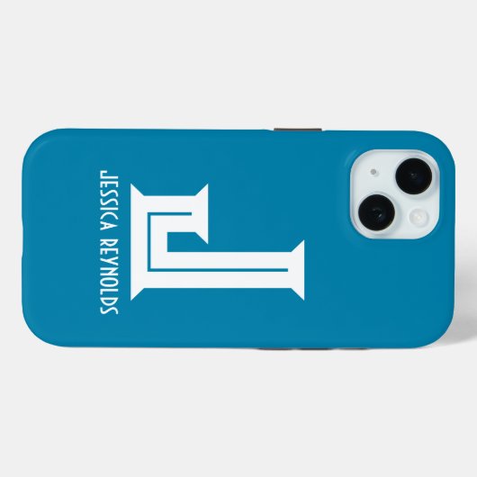 Minimaal monogram Blauwgroen Case-Mate iPhone Case (Achterkant (horizontaal))