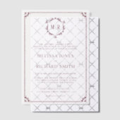 Minimaal Monogram Crest Frame Burgundy Bruiloft Vellum Uitnodigingen (Offset (Uitnodiging))