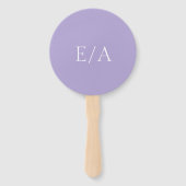 Minimaal Monogram digitaal lavender Paars bruiloft Handwaaier (Voorkant)