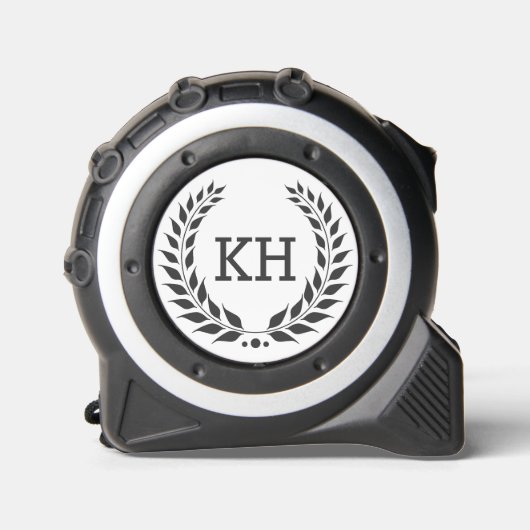 Minimaal monogram, donkergrijze lauwerkrans rolmaat (Voorkant)