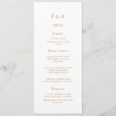 Minimaal Monogram Eenvoudig Gouden Script Trouwtaf Menu (Voorkant)