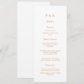 Minimaal Monogram Eenvoudig Gouden Script Trouwtaf Menu (Voorkant / Achterkant)