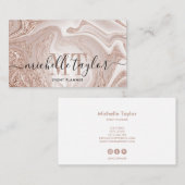 Minimaal monogram goudmarmer van roos visitekaartje (Voorkant / Achterkant)