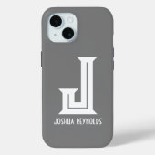 Minimaal monogram grijs Case-Mate iPhone case (Achterkant)