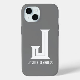 Minimaal monogram grijs iPhone 15 case