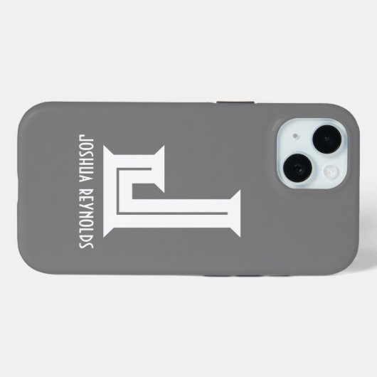 Minimaal monogram grijs Case-Mate iPhone case (Achterkant (horizontaal))