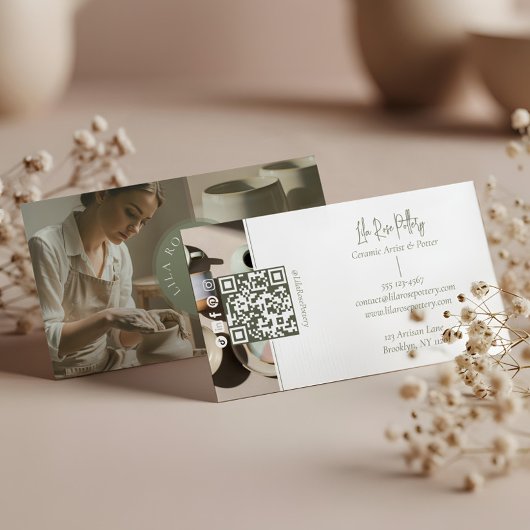 Minimaal Monogram Handgemaakte Aardewerk Fotocolla Visitekaartje