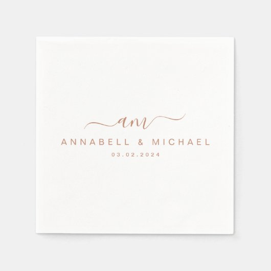 Minimaal, Monogram, Handschriftdoopvont, Huwelijk Servet (Voorkant)