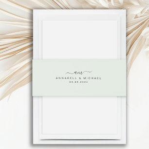 Minimaal, Monogram, Handschriftdoopvont, Huwelijk Uitnodigingen Wikkel