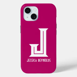 Minimaal monogram Hot Pink iPhone 15 Case