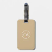 Minimaal Monogram Initiaal Neutraal Beige & Wit Bagagelabel (Achterkant verticaal)