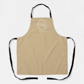 Minimaal Monogram Initiaal Neutraal Beige & Wit Schort (Voorkant)