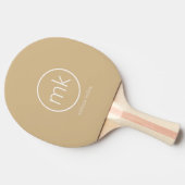 Minimaal Monogram Initiaal Neutraal Beige & Wit Tafeltennisbatje (Zijkant)