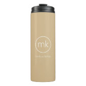 Minimaal Monogram Initiaal Neutraal Beige & Wit Thermosbeker (Voorkant)