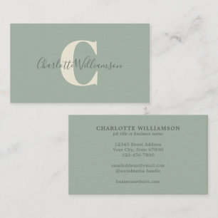 Minimaal Monogram Initiaal Salie Groen Elegant Sch Visitekaartje