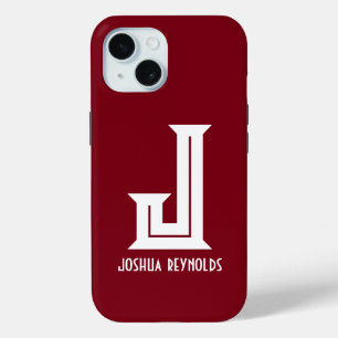 Minimaal monogram kastanjebruin iPhone 15 case