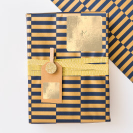 Minimaal monogram leder Gold Blush Metaal poeder Vierkante Sticker