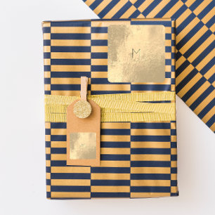 Minimaal monogram leder Gold Blush Metaal poeder Vierkante Sticker