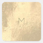 Minimaal monogram leder Gold Blush Metaal poeder Vierkante Sticker (Voorkant)