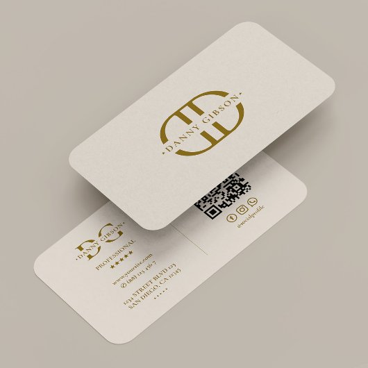 Minimaal Monogram Logo Initiaal Zand Professioneel Visitekaartje