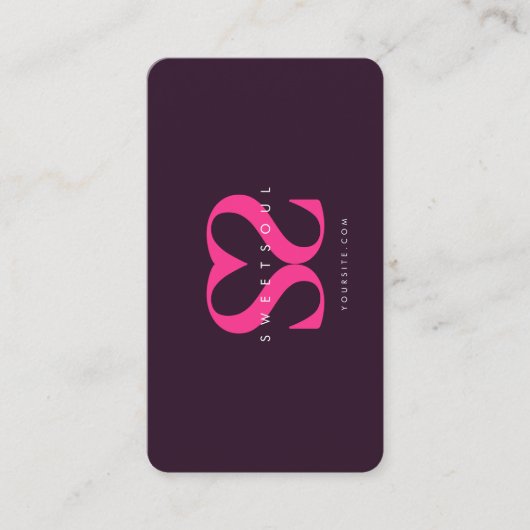 Minimaal Monogram Logo S Paarse Roze Beauty Visitekaartje (Voorkant)