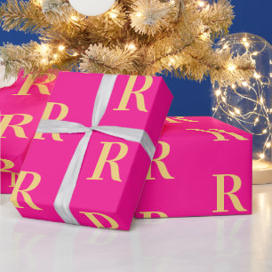 Minimaal Monogram Modern Hot Pink Cadeaupapier