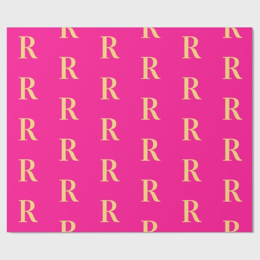 Minimaal Monogram Modern Hot Pink Cadeaupapier (Vlak)