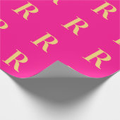 Minimaal Monogram Modern Hot Pink Cadeaupapier (Hoek)