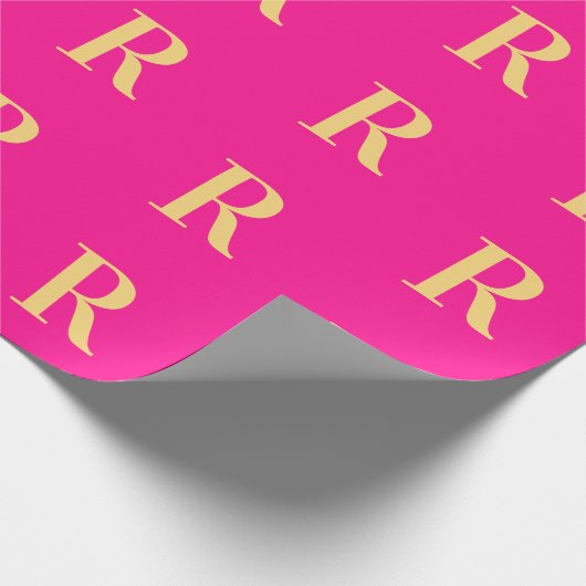 Minimaal Monogram Modern Hot Pink Cadeaupapier (Hoek)