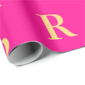 Minimaal Monogram Modern Hot Pink Cadeaupapier (Rol Hoek)
