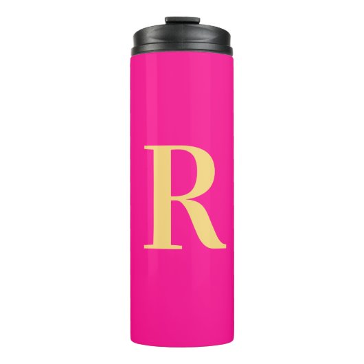 Minimaal Monogram Modern Hot Pink Thermosbeker (Voorkant)