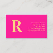 Minimaal Monogram Modern Hot Pink Visitekaartje (Achterkant)