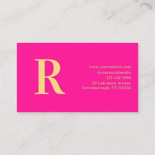 Minimaal Monogram Modern Hot Pink Visitekaartje (Achterkant)