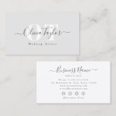 Minimaal Monogram Modern Script Grey Professional Visitekaartje (Voorkant / Achterkant)