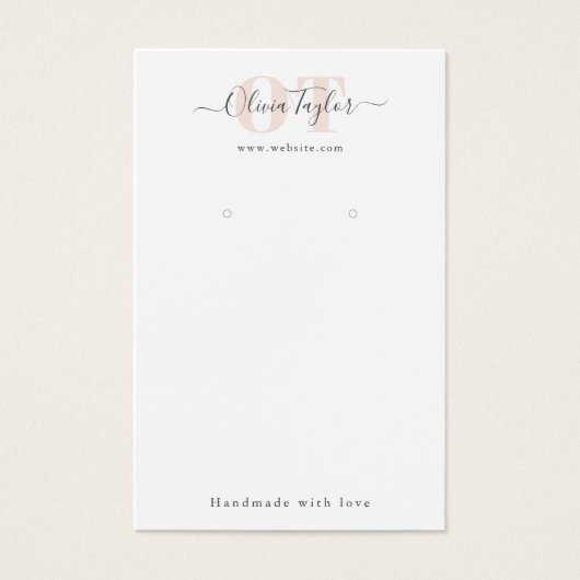 Minimaal monogram modern script roze leesscherm visitekaartje (Voorkant)