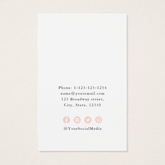 Minimaal monogram modern script roze leesscherm visitekaartje (Achterkant)