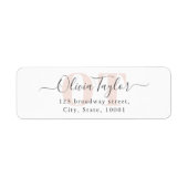 Minimaal Monogram modern Script Roze terugkeeradre Etiket (Voorkant)