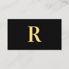 Minimaal Monogram Modern Zwart Goud Visitekaartje