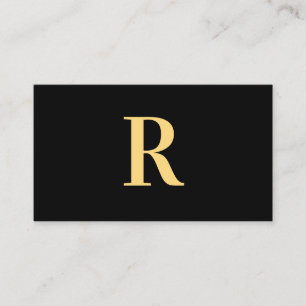 Minimaal Monogram Modern Zwart Goud Visitekaartje