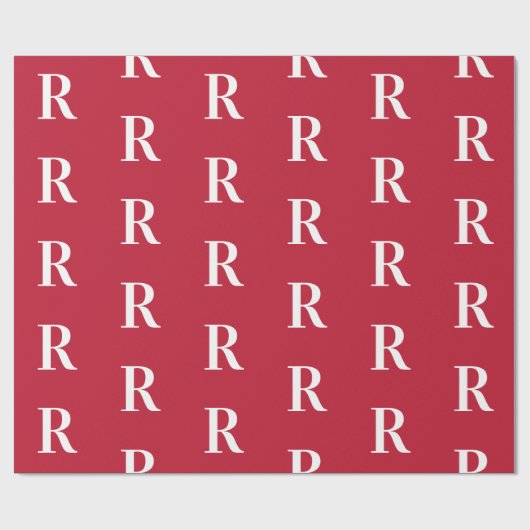 Minimaal Monogram Moderne Rode Kerst Cadeaupapier (Vlak)