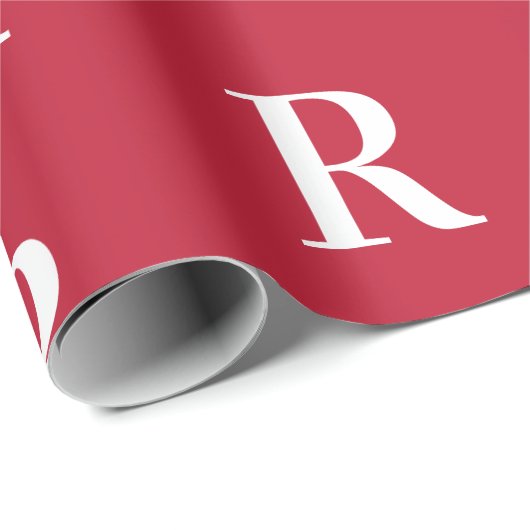 Minimaal Monogram Moderne Rode Kerst Cadeaupapier (Rol Hoek)