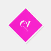 Minimaal, Monogram, Neon-Roze, Huwelijk Servet (Hoek)