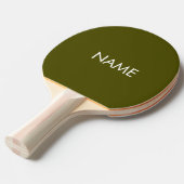 Minimaal monogram olijfgroen op naam tafeltennisbatje (Voorkant Gekanteld)