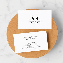 Minimaal Monogram Professioneel Zwart en wit Visitekaartje